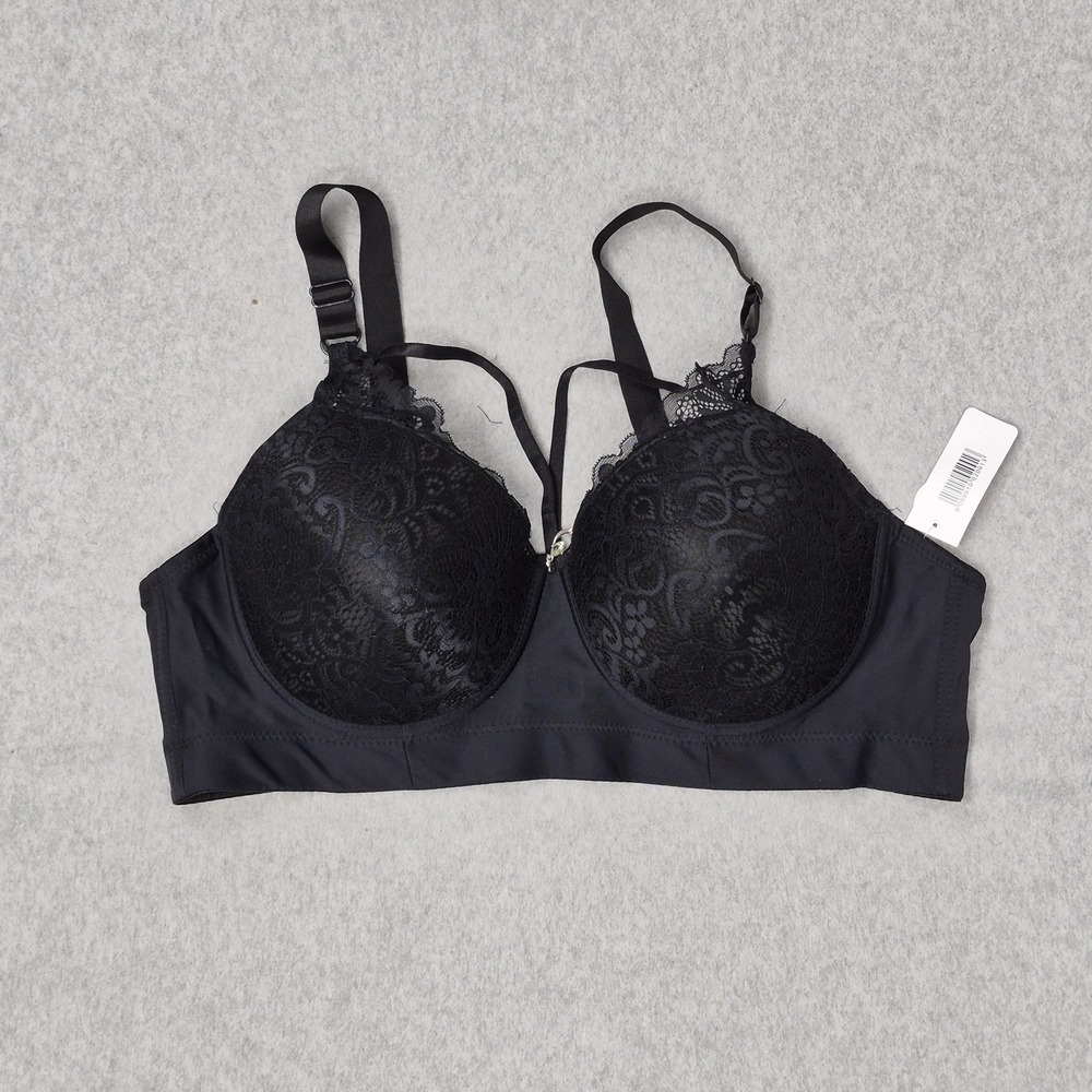 GAIYI Women Bra 46DD Black Longline T Shirt Underwired Lace Strap NWT